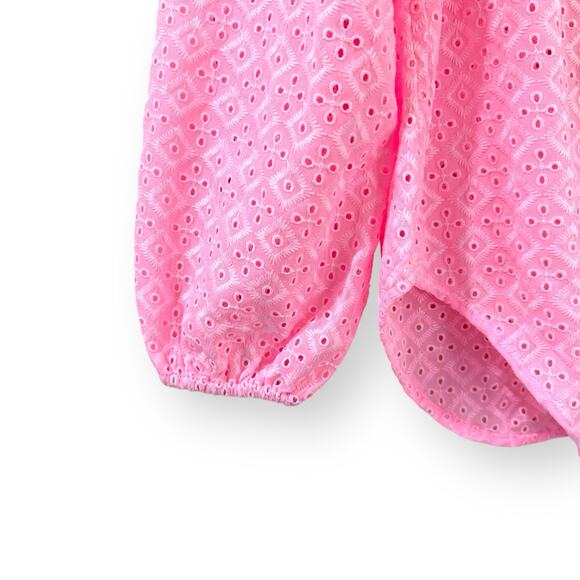 Lilly Pulitzer Sea Breeze Eyelet Button Down Top Pink Blossom Womens Size XS - Picture 6 of 12